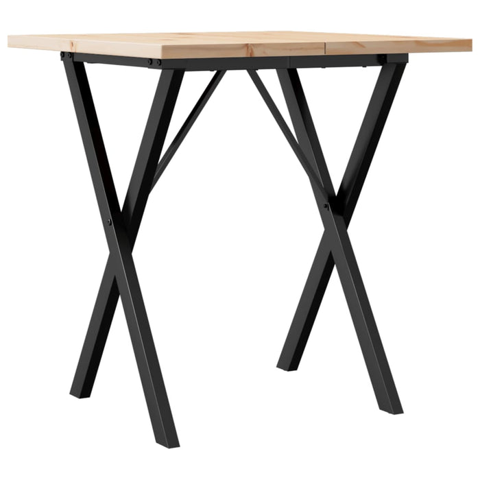 Masă bucătărie, cadru X, 70x70x75,5 cm lemn masiv pin și Oţel WALTI