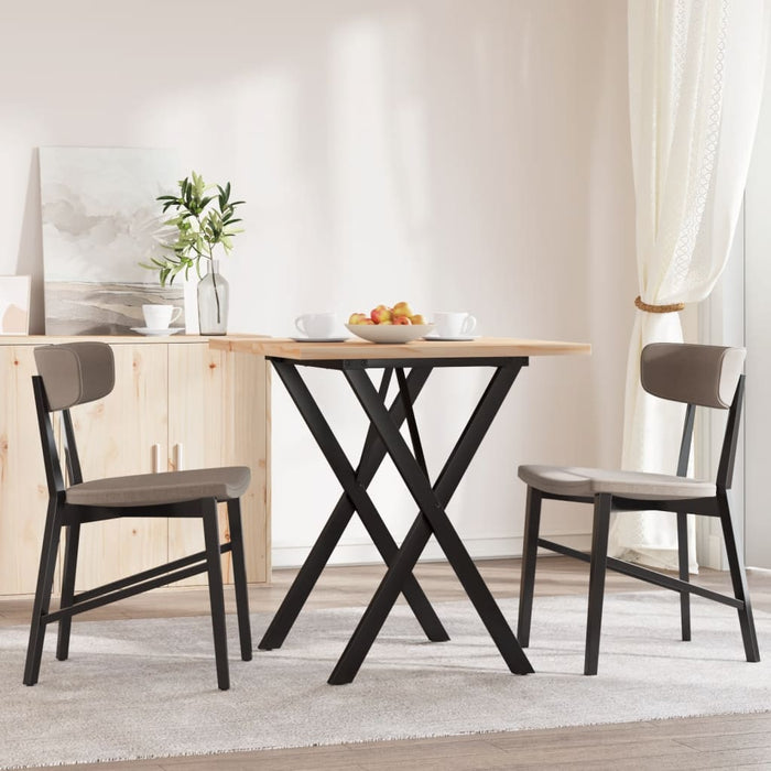 Masă bucătărie, cadru X, 70x70x75,5 cm lemn masiv pin și Oţel WALTI