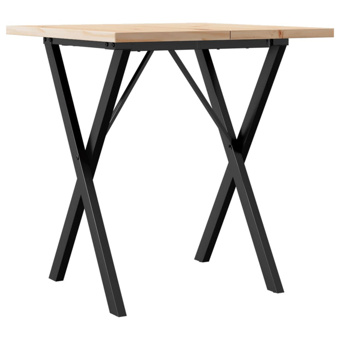 Masă bucătărie, cadru X, 70x70x75,5 cm lemn masiv pin și Oţel WALTI