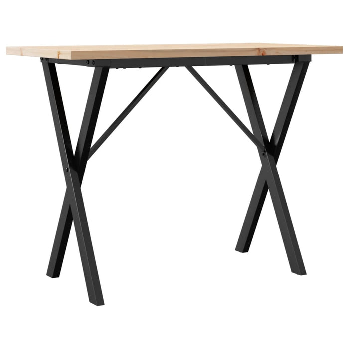 Masă bucătărie, cadru X, 100x50x75,5 cm lemn masiv pin și Oţel WALTI