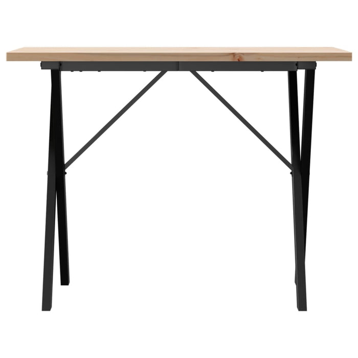 Masă bucătărie, cadru X, 100x50x75,5 cm lemn masiv pin și Oţel WALTI