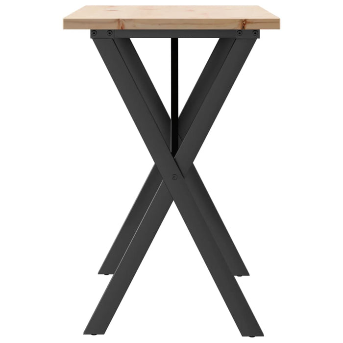 Masă bucătărie, cadru X, 100x50x75,5 cm lemn masiv pin și Oţel WALTI