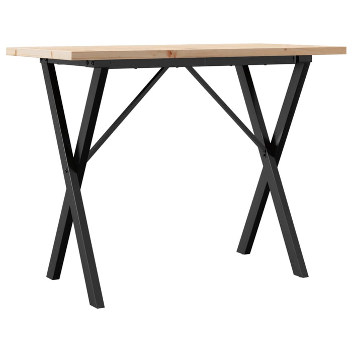 Masă bucătărie, cadru X, 100x50x75,5 cm lemn masiv pin și Oţel WALTI