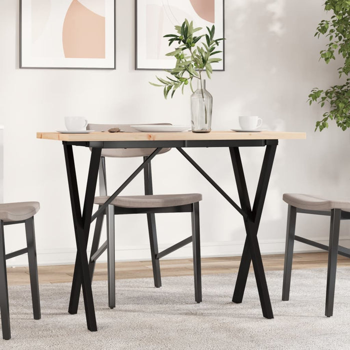 Masă bucătărie, cadru X, 100x50x75,5 cm lemn masiv pin și Oţel WALTI