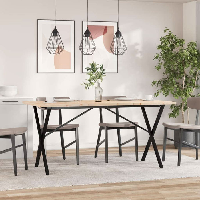 Masă bucătărie, cadru X, 140x80x75,5 cm lemn masiv pin și fontă - WALTI WALTI