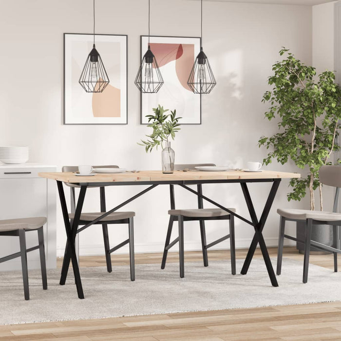 Masă bucătărie, cadru X, 160x80x75,5 cm lemn masiv pin și Oţel - WALTI WALTI