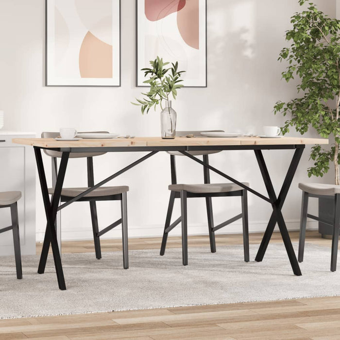 Masă bucătărie, cadru X, 160x80x75,5 cm lemn masiv pin și Oţel - WALTI WALTI