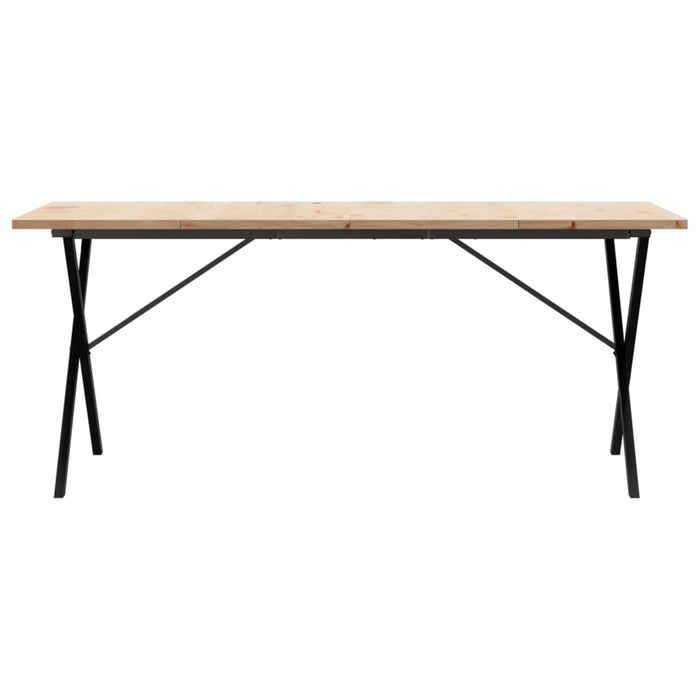 Masă bucătărie, cadru X, 180x90x75,5 cm lemn masiv pin și Oţel WALTI