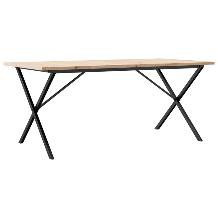 Masă bucătărie, cadru X, 180x90x75,5 cm lemn masiv pin și Oţel WALTI