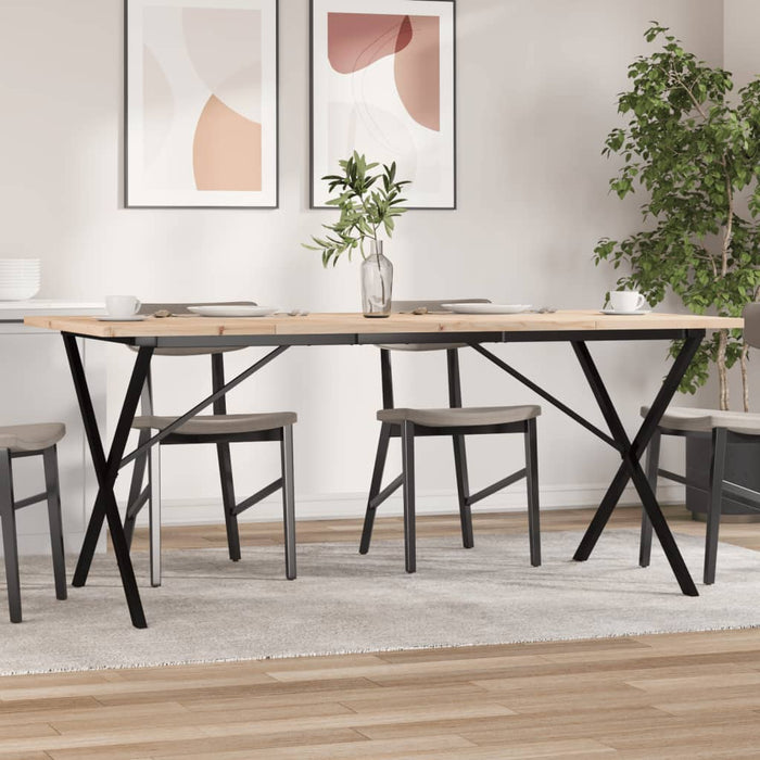 Masă bucătărie, cadru X, 180x90x75,5 cm lemn masiv pin și Oţel WALTI