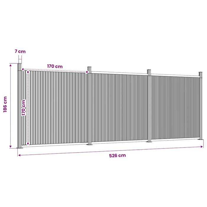 Panouri pentru gard, gri, 526x186 cm, WPC - WALTI WALTI