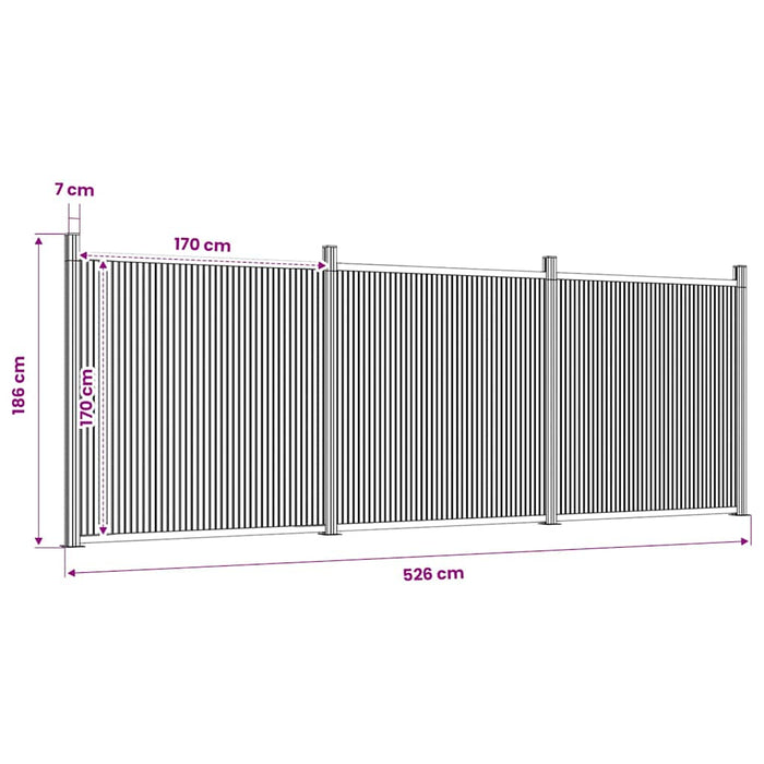 Panouri pentru gard, maro, 526x186 cm, WPC - WALTI WALTI