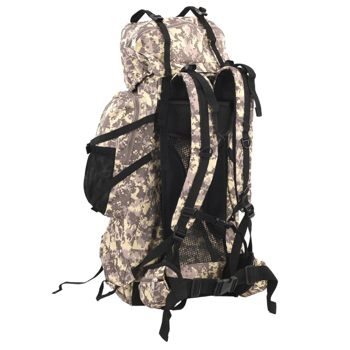 Rucsac de drumeție, camuflaj maro camel, 80 L, țesătură oxford - WALTI WALTI