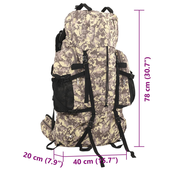 Rucsac de drumeție, camuflaj maro camel, 80 L, țesătură oxford - WALTI WALTI