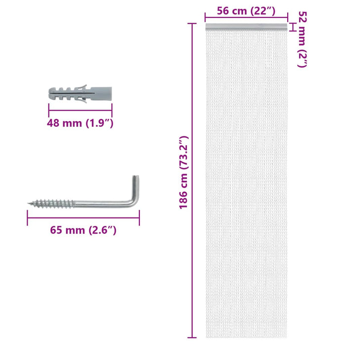 Paravan de ușă cu lanț, 56x186 cm, aluminiu - WALTI WALTI