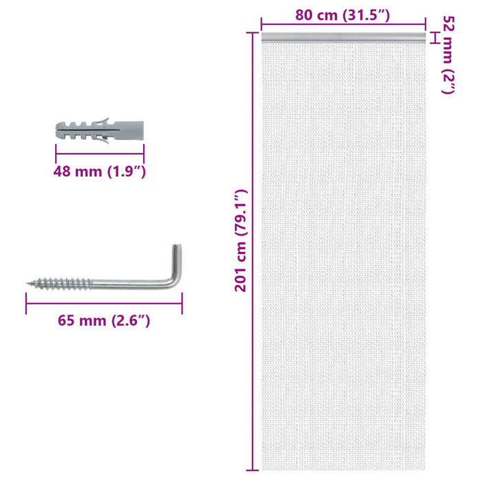 Paravan de ușă cu lanț, 80x201 cm, aluminiu - WALTI WALTI