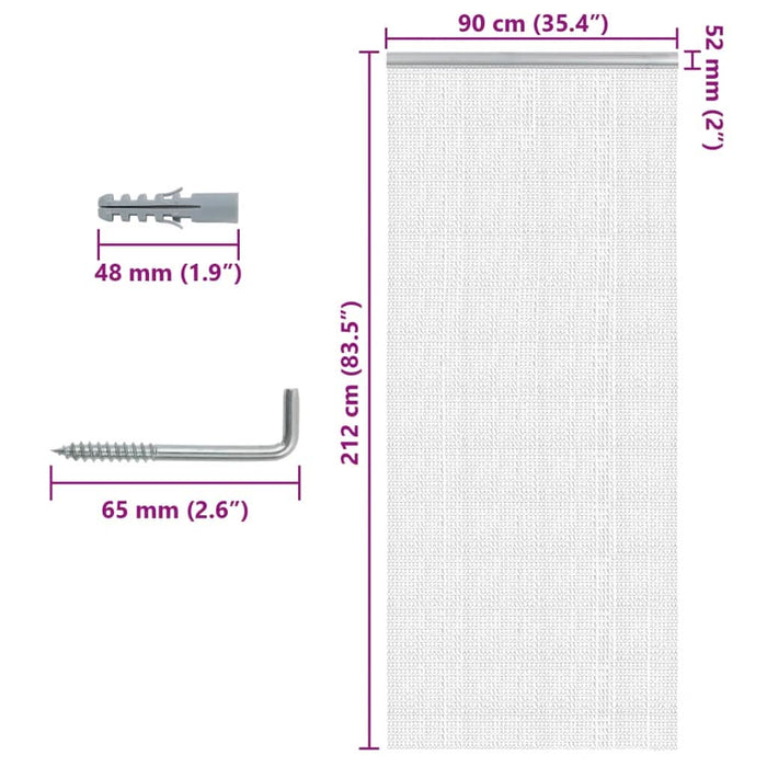 Paravan de ușă cu lanț, 90x212 cm, aluminiu - WALTI WALTI