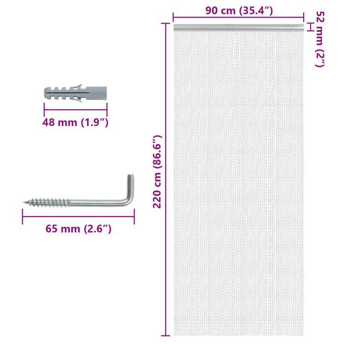 Paravan de ușă cu lanț, 90x220 cm, aluminiu WALTI