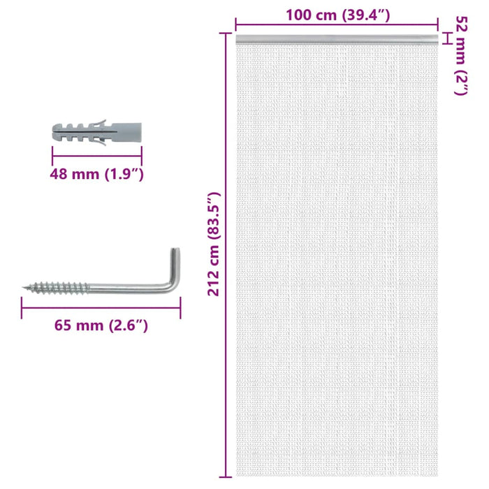 Paravan de ușă cu lanț, 100x212 cm, aluminiu - WALTI WALTI