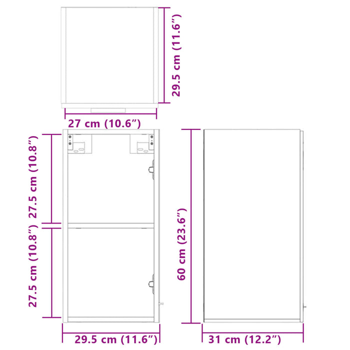 Dulap suspendat, stejar Sonoma, 29,5x31x60 cm, PAL WALTI