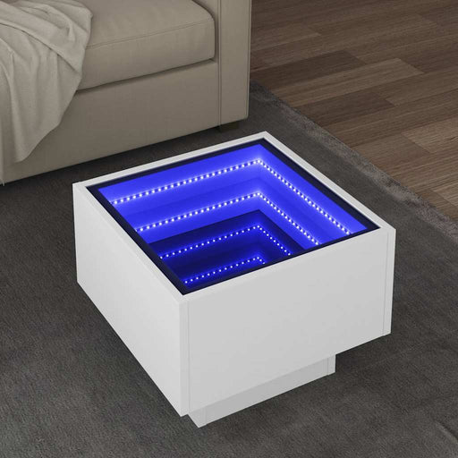 Masă laterală cu LED, alb, 40x40x30 cm, lemn prelucrat - WALTI WALTI