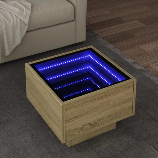 Masă laterală cu LED, stejar sonoma, 40x40x30 cm, lemn compozit - WALTI WALTI
