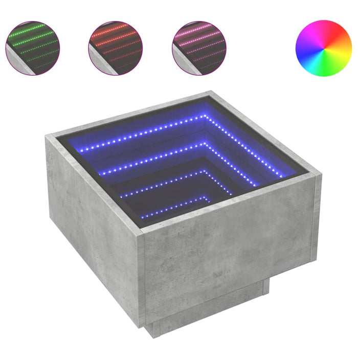 Masă laterală cu LED, gri beton, 40x40x30 cm, lemn prelucrat - WALTI WALTI