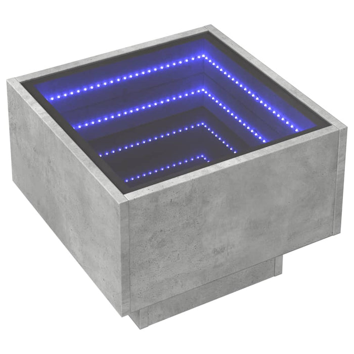 Masă laterală cu LED, gri beton, 40x40x30 cm, lemn prelucrat - WALTI WALTI
