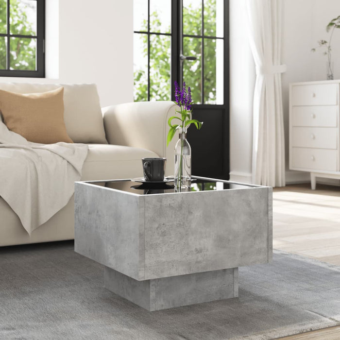 Masă laterală cu LED, gri beton, 40x40x30 cm, lemn prelucrat - WALTI WALTI