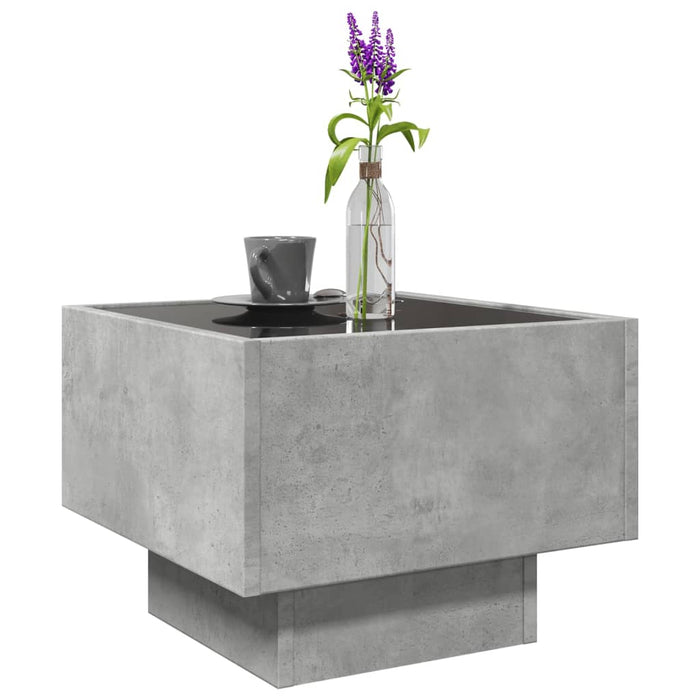 Masă laterală cu LED, gri beton, 40x40x30 cm, lemn prelucrat - WALTI WALTI