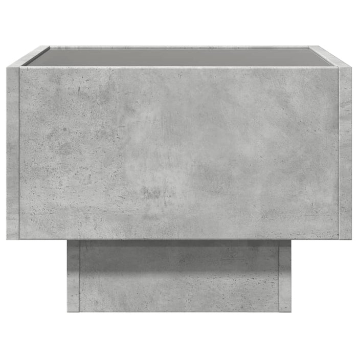 Masă laterală cu LED, gri beton, 40x40x30 cm, lemn prelucrat - WALTI WALTI