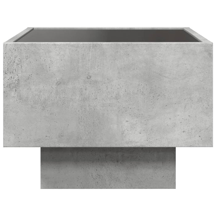 Masă laterală cu LED, gri beton, 40x40x30 cm, lemn prelucrat - WALTI WALTI