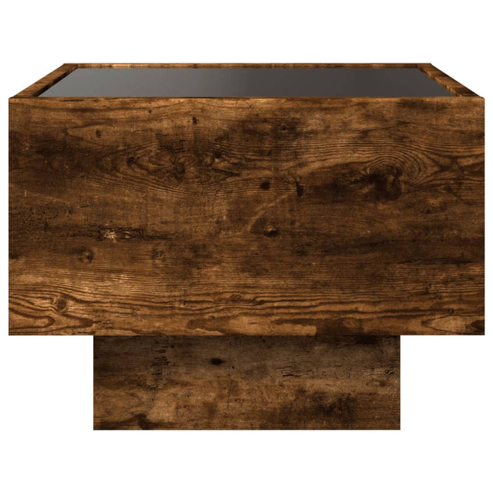 Masă laterală cu LED stejar fumuriu 40x40x30 cm lemn prelucrat - WALTI WALTI