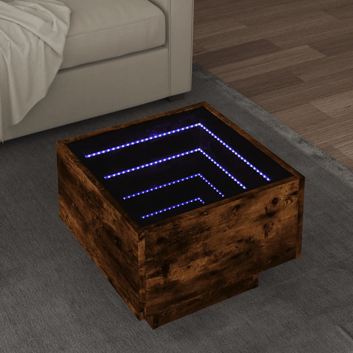 Masă laterală cu LED stejar fumuriu 40x40x30 cm lemn prelucrat - WALTI WALTI