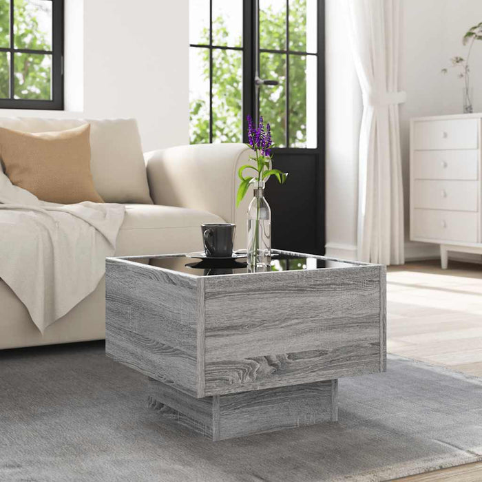 Masă laterală cu LED, sonoma gri, 40x40x30 cm, lemn prelucrat - WALTI WALTI