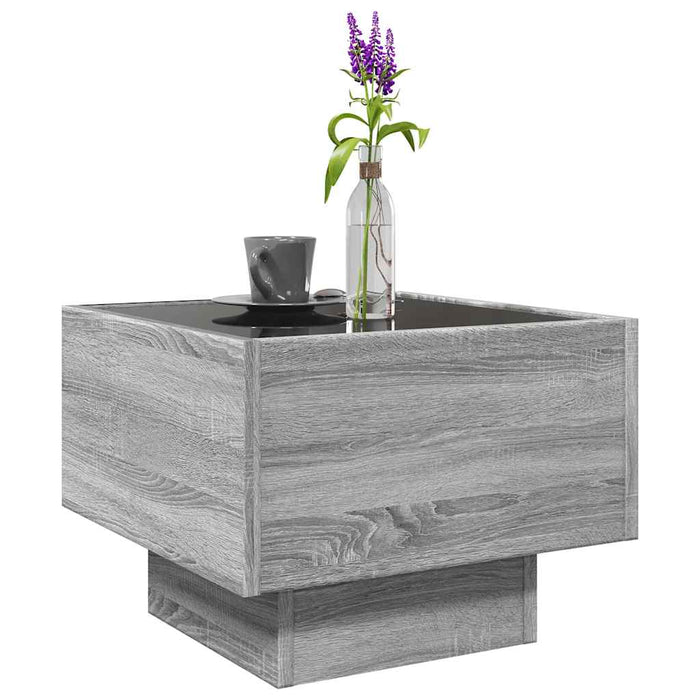 Masă laterală cu LED, sonoma gri, 40x40x30 cm, lemn prelucrat - WALTI WALTI