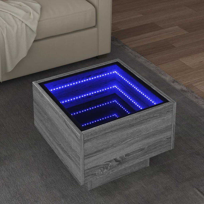 Masă laterală cu LED, sonoma gri, 40x40x30 cm, lemn prelucrat - WALTI WALTI