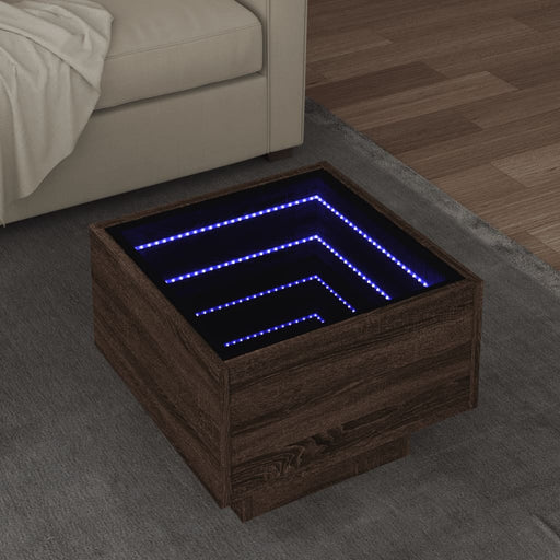Masă laterală cu LED, stejar maro, 40x40x30 cm, lemn prelucrat - WALTI WALTI