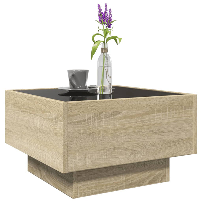 Măsuță de cafea cu LED stejar sonoma 50x50x30 cm lemn prelucrat - WALTI WALTI
