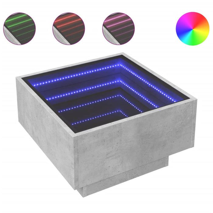 Măsuță de cafea cu LED, gri beton, 50x50x30 cm, lemn prelucrat - WALTI WALTI