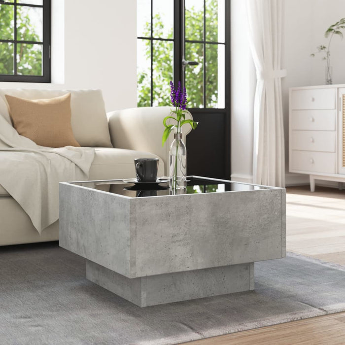 Măsuță de cafea cu LED, gri beton, 50x50x30 cm, lemn prelucrat - WALTI WALTI