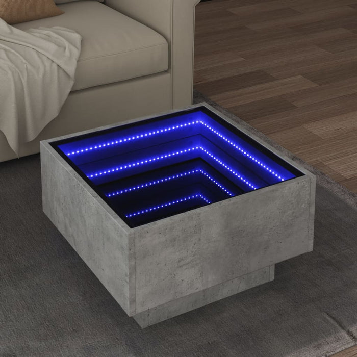 Măsuță de cafea cu LED, gri beton, 50x50x30 cm, lemn prelucrat - WALTI WALTI