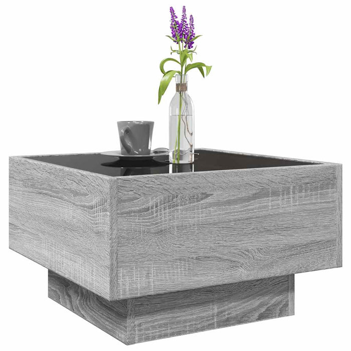 Măsuță de cafea cu LED sonoma gri 50x50x30cm lemn prelucrat WALTI