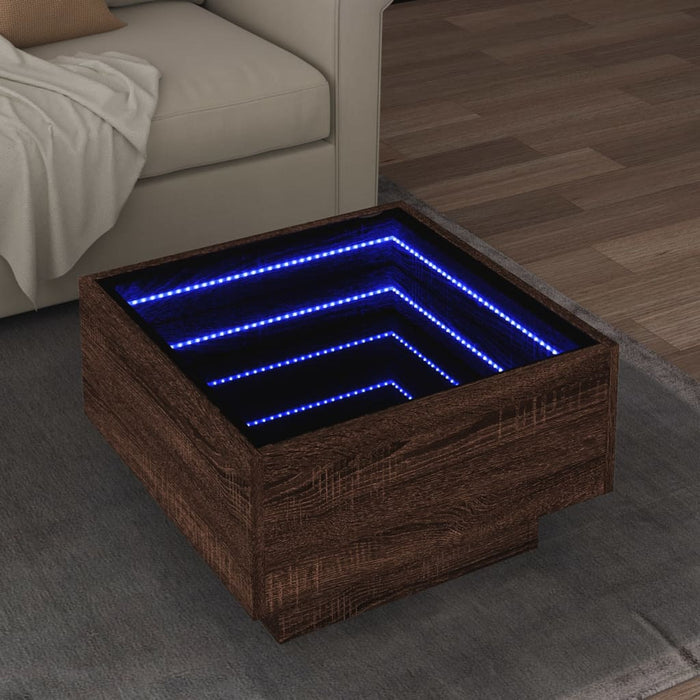 Măsuță de cafea cu LED stejar maro 50x50x30 cm lemn prelucrat - WALTI WALTI