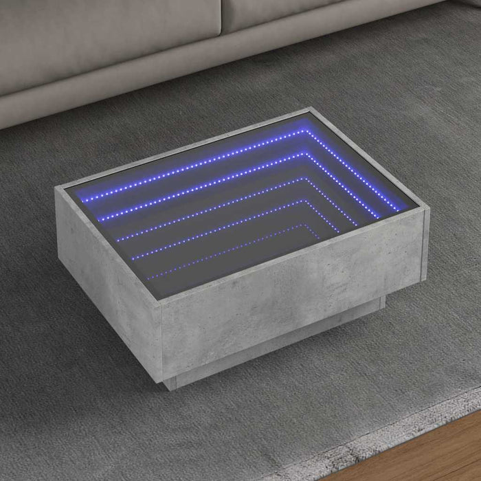 Măsuță de cafea cu LED, gri beton, 70x50x30 cm, lemn prelucrat - WALTI WALTI