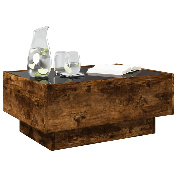 Măsuță de cafea cu LED stejar fumuriu 70x50x30cm lemn prelucrat - WALTI WALTI