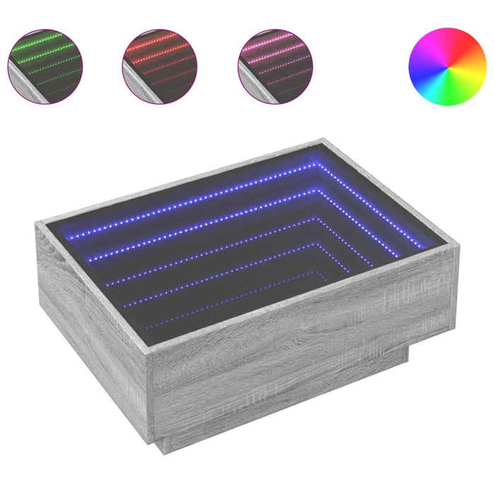 Măsuță de cafea cu LED sonoma gri 70x50x30 cm lemn prelucrat - WALTI WALTI