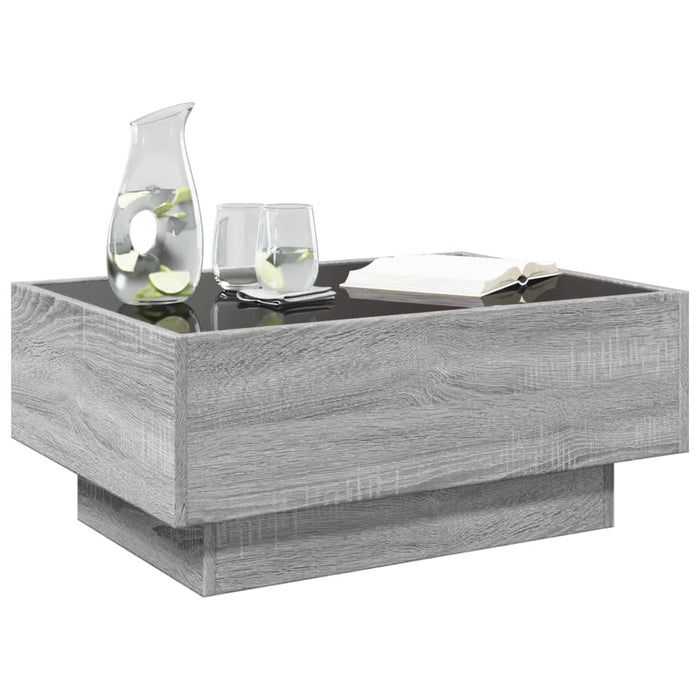 Măsuță de cafea cu LED sonoma gri 70x50x30 cm lemn prelucrat - WALTI WALTI