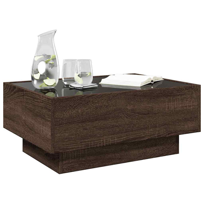 Măsuță de cafea cu LED stejar maro 70x50x30 cm lemn prelucrat - WALTI WALTI