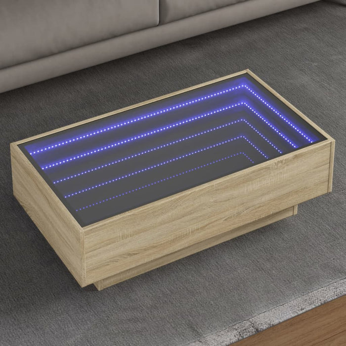 Măsuță de cafea cu LED stejar sonoma 90x50x30 cm lemn prelucrat - WALTI WALTI